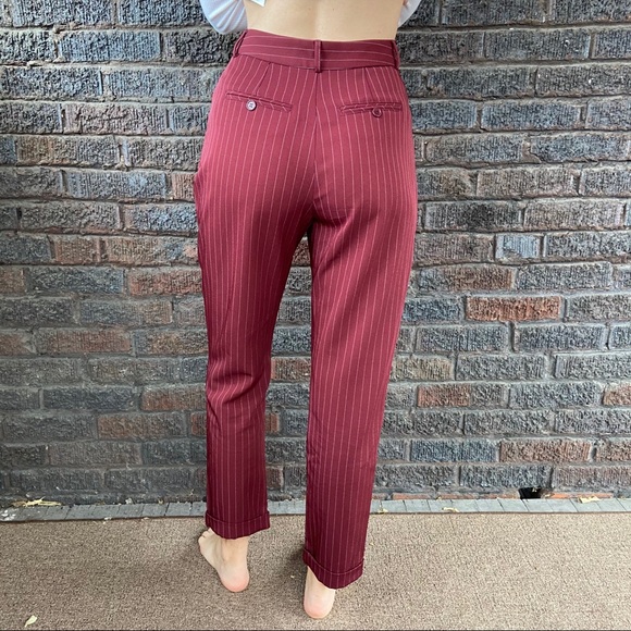 Pinstripe Maroon Pants - Picture 3 of 4
